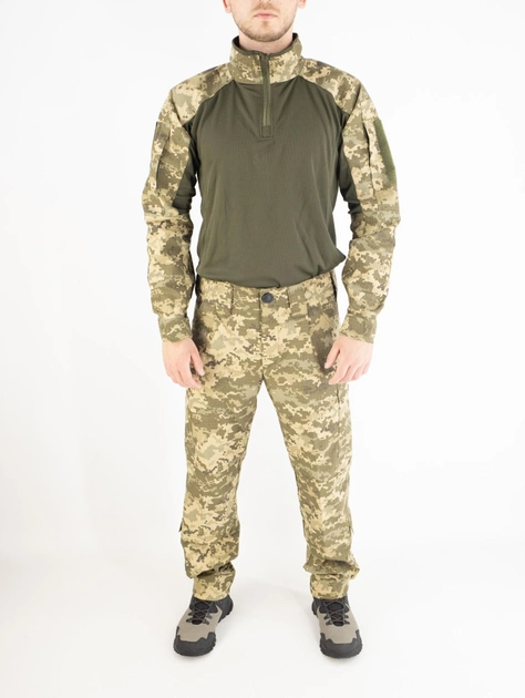 Военный летний костюм (штаны + убакс), рип-стоп пиксель ВСУ, 65/35, олива, размер 56 - изображение 1