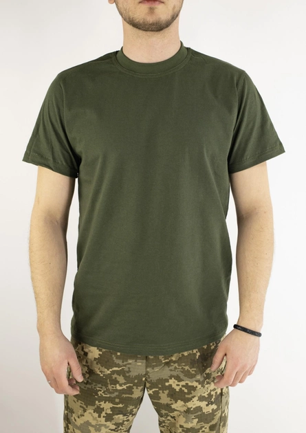 Хлопковая военная футболка олива, 50 - изображение 1