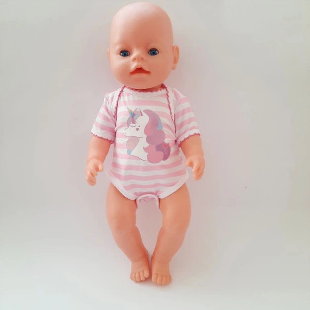 Одяг для ляльки Бебі Борн / Baby Born 40 - 43 см боді з єдинорогом рожевий 8621 - зображення 2