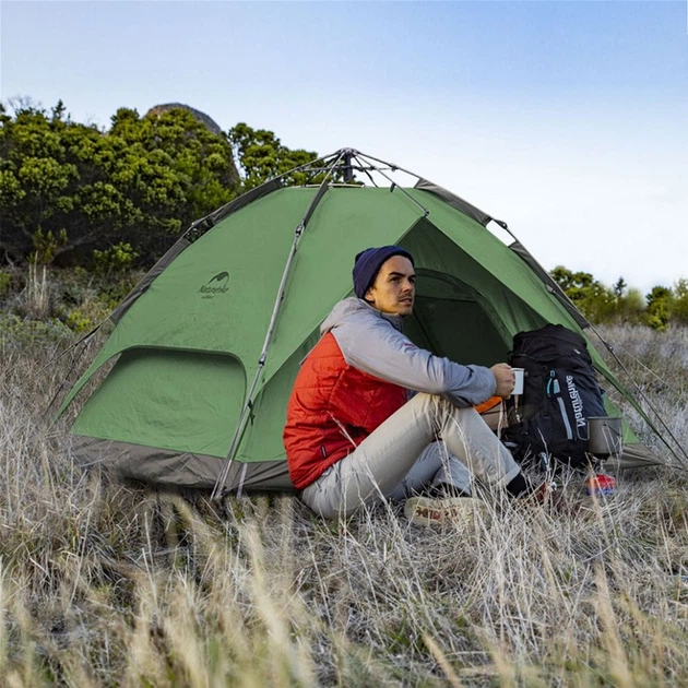 Палатка четырехместная автоматическая Naturehike NH21ZP008 трехсезонная, с фибергласовым каркасом, защитой от влаги и УФ, на 2 входа Темно-зеленая (6976023920660) - изображение 8