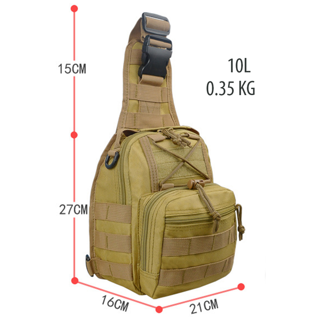 Тактическая сумка через плечо с системой молле Hawk койот - изображение 2