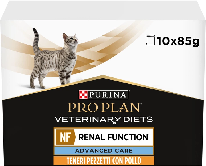 Opakowanie mokrej karmy dla kotów Purina Pro Plan Veterinary Diets NF Renal Function Advanced Care z kurczakiem 10 x 85 g (7613287873644) - obraz 3