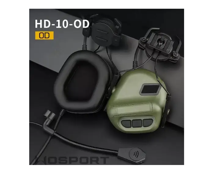 Навушники тактичні неактивні з мікрофоном Wosport HD-10-OD олива 1 пара - зображення 1
