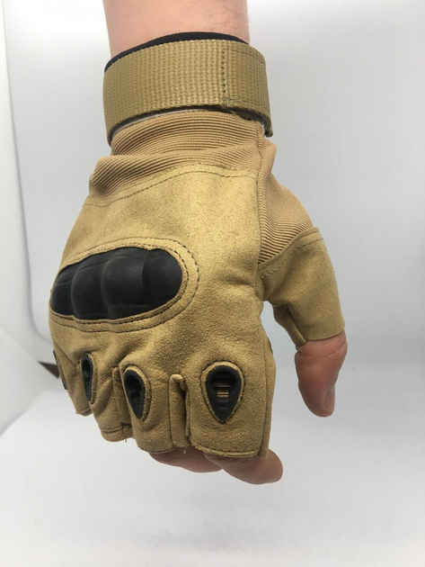 Військові штурмові рукавички без пальців Combat похідні армійські захисні Пісочний XL (Kali) - зображення 2