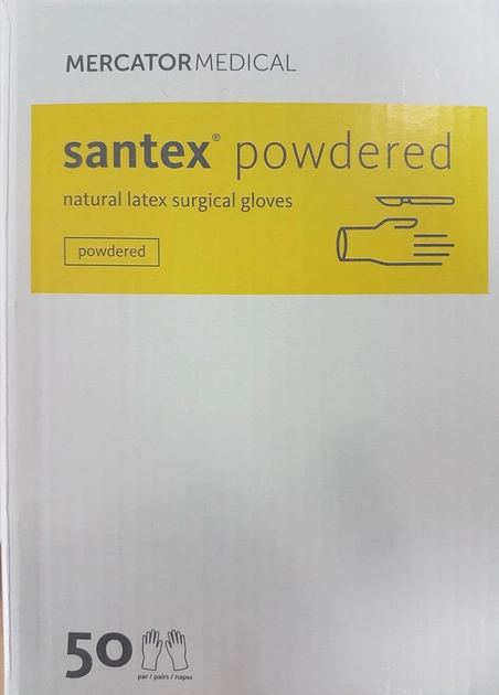 Рукавички латексні хірургічні припудрені стерильні SANTEX р. 7,5 - зображення 2