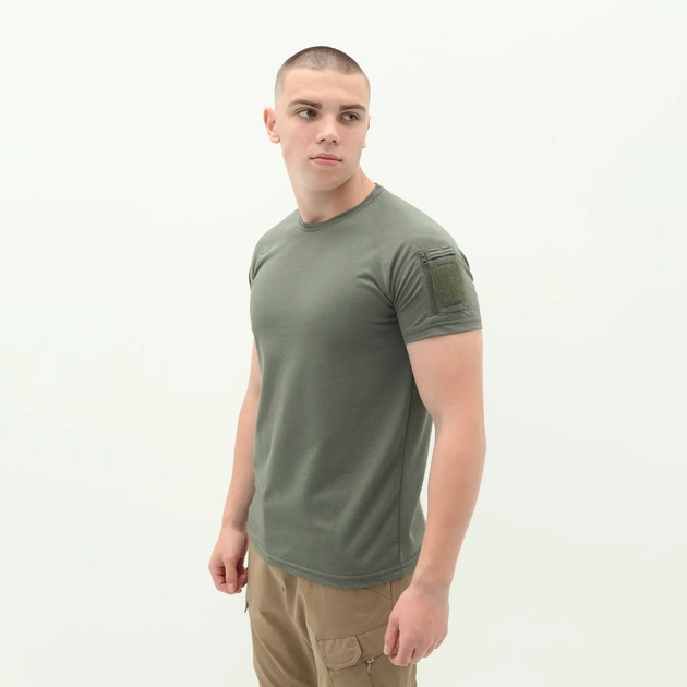 Мужская тактическая футболка с коротким рукавом для военных с липучками на рукавах Оливковый M - изображение 1