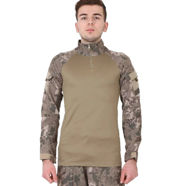 Мужская тактическая рубашка с длинным рукавом военная камуфляжная для армии ВСУ Хаки камуфляж XL - изображение 2