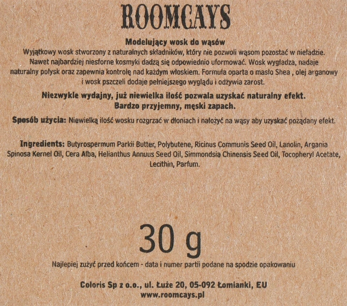 Wosk do wąsów Roomcays 30 g (5907573413365) - obraz 3