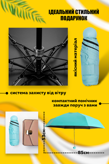 Парасолька кишенькова складна блакитна парасоля капсула чоловіча і ...