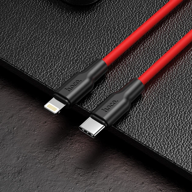 Кабель HOCO X21 Plus Type-C to iP 3A, 20W, 1m, black and red (6931474742179) - изображение 6