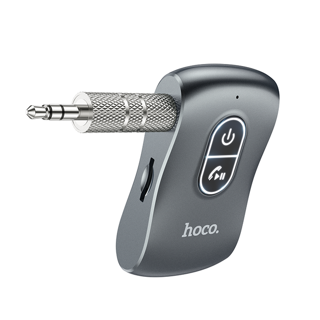 Автомобільний Bluetooth адаптер Hoco E73 Tour Car AUX BT Receiver BT5.0 Grey - изображение 2