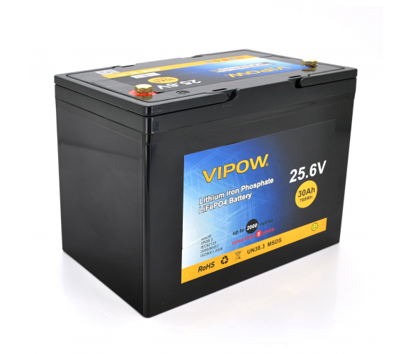 Аккумуляторная батарея Vipow LiFePO4 25.6V 30Ah со встроенной ВМS платой 25A - Фото 1 Аккумуляторная батарея Vipow LiFePO4 25.6V 30Ah со встроенной ВМS платой 25A - изображение 1