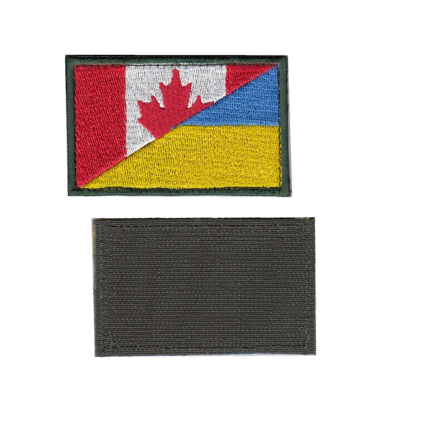 Шеврон патч на липучке Флаг Украино-Канадский цветной, 5см*8см, Светлана-К - изображение 1
