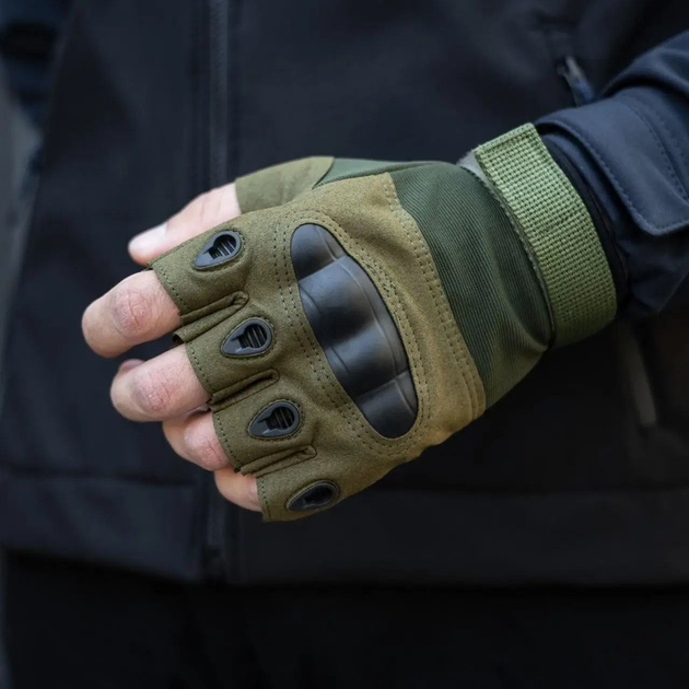 Штурмовые тактические безпалые перчатки с защитой L (Обхват ладони: 22-23 см) - изображение 1