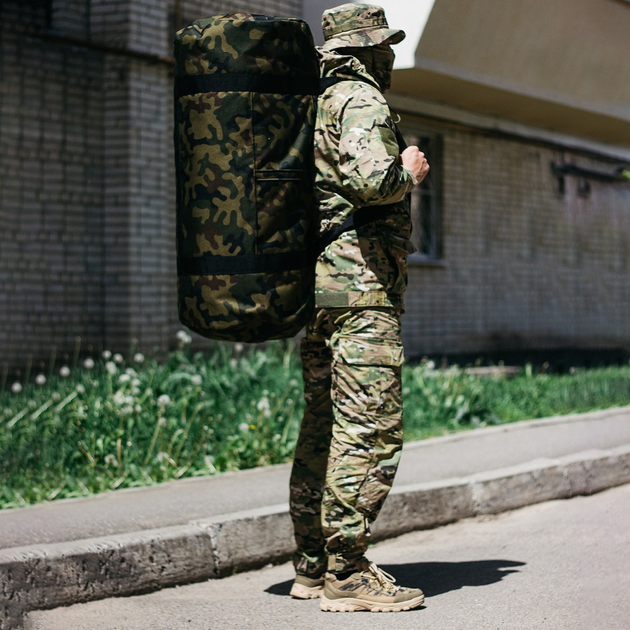 Сумка-баул-рюкзак, армійський баул Оксфорд камуфляж 120 л тактичний баул, тактичний баул-рюкзак - зображення 2