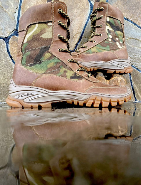 Берці черевики тактичне взуття полегшені Літо натуральна гідрофобна шкіра посилена п’ята та носок Мультикм р 41 - зображення 1