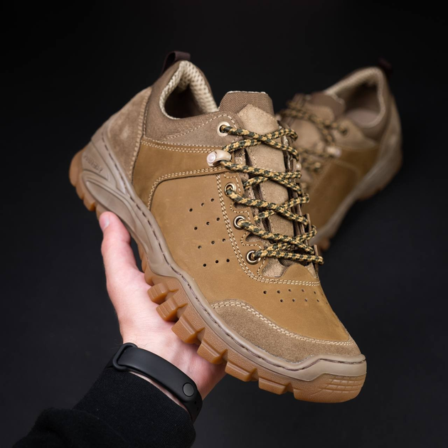 Ботинки кроссовки тактическая обувь легкие (лето) натуральная гидрофобная кожа усиленная пятка и носок Койот 47 - изображение 2