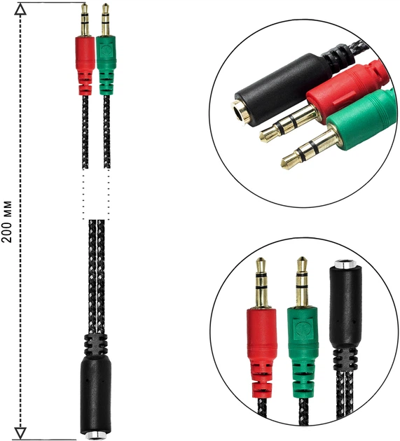 Переходник XoKo AC-007 4pin 3.5 мм F - 2 x 3pin 3.5 мм (XOKO AC-007) - изображение 3