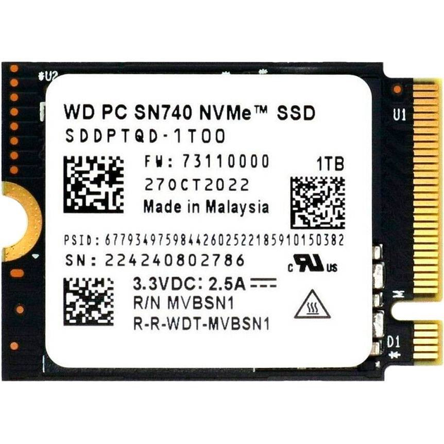 SSD Western Digital PC SN740 1Tb M.2 2230 PCIE Gen4 x4 NVME