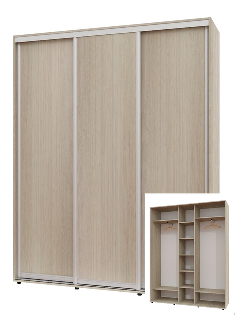 Шкаф-купе трехдверный Алекса 190*45*220 см Дуб Шамони светлый 3 двери ...