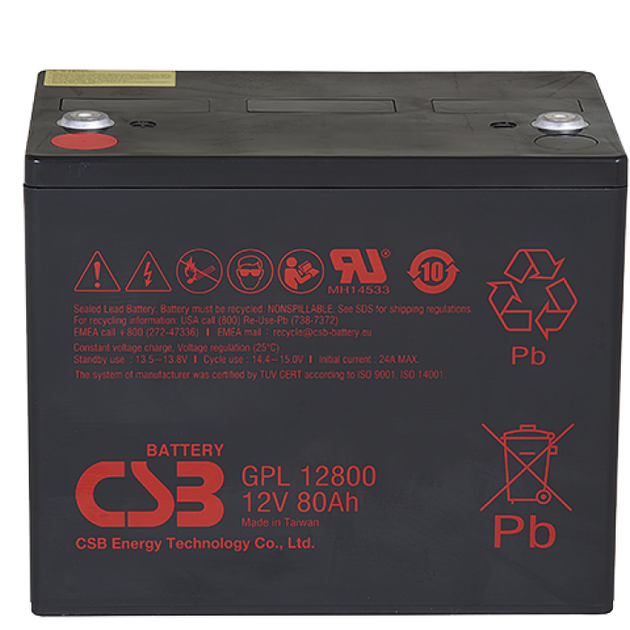 Акумуляторна батарея CSB GPL12800, 12V 80Ah (261х168х210 (220) - Фото 1 Акумуляторна батарея CSB GPL12800, 12V 80Ah (261х168х210 (220) - зображення 1