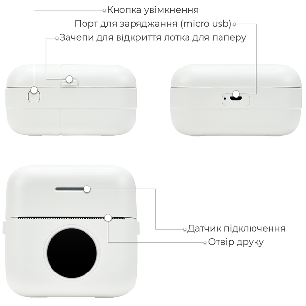 Портативный термопринтер JETIX Mini Printer с Bluetooth для печати без чернил со смартфона - изображение 10