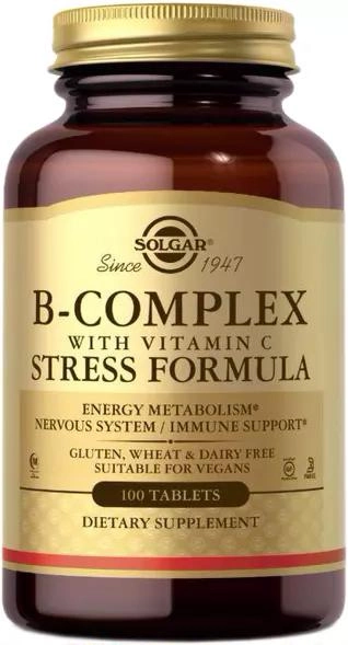 Комплекс вітамінів Solgar B-Complex with Vitamin C Stress Formula 100 таблеток (33984002005) - зображення 1