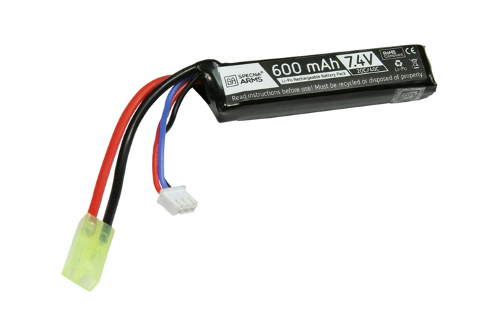 Аккумулятор Specna Arms LiPo 7.4V 600mAh 20/40C Battery for PDW Tamiya Mini - зображення 1