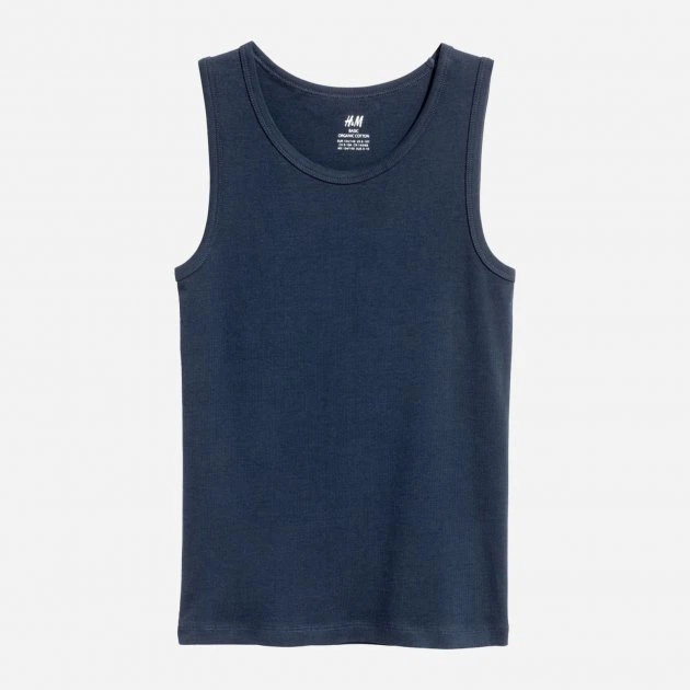 Майка бельевая хлопковая трикотажная для мальчика H&M 0200761-027 122-128 см (6-8 years) темно-синий - Фото 1 Майка бельевая хлопковая трикотажная для мальчика H&M 0200761-027 122-128 см (6-8 years) темно-синий - изображение 1