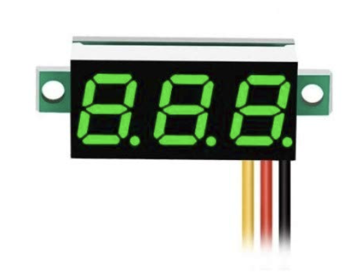 Вольтметр 0-30В, 3 кабелю, зелений ЛІД LED дисплей - зображення 2