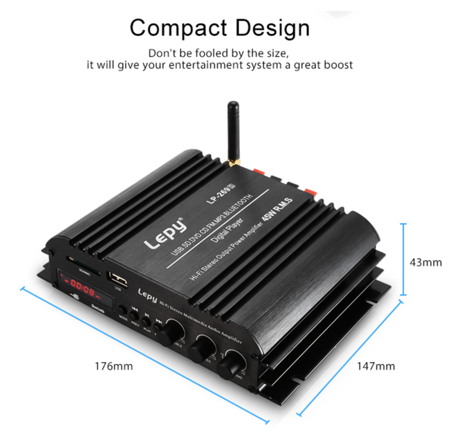 Аудио усилитель Lepy LP-269S HI-FI 2.0, 2x45Вт, 12В, Bluetooth 4.0 - изображение 8
