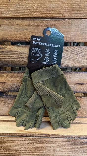 Рукавиці тактичні Mil-Tec Короткопалі M Олива ARMY FINGERLINGE OLIV (12538501-903-M) - зображення 7