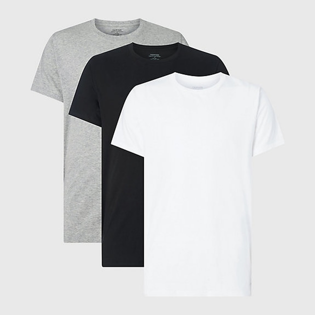 Набір чоловічих футболок Calvin Klein S/S Crew Neck 3Pk 000NB4011E-MP1 S 3 шт Чорний/Білий/Сірий (8719853078297) - зображення 1