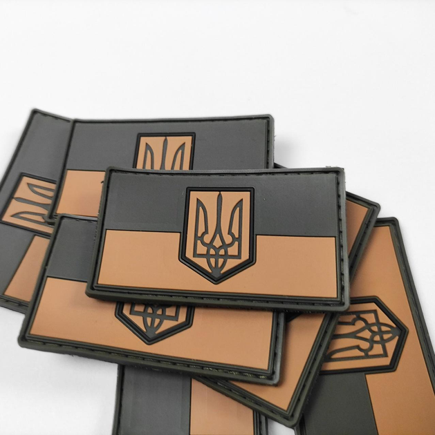 Шеврон прорезиненый патч ПВХ Герб Украины на липучке 7х4см - изображение 2