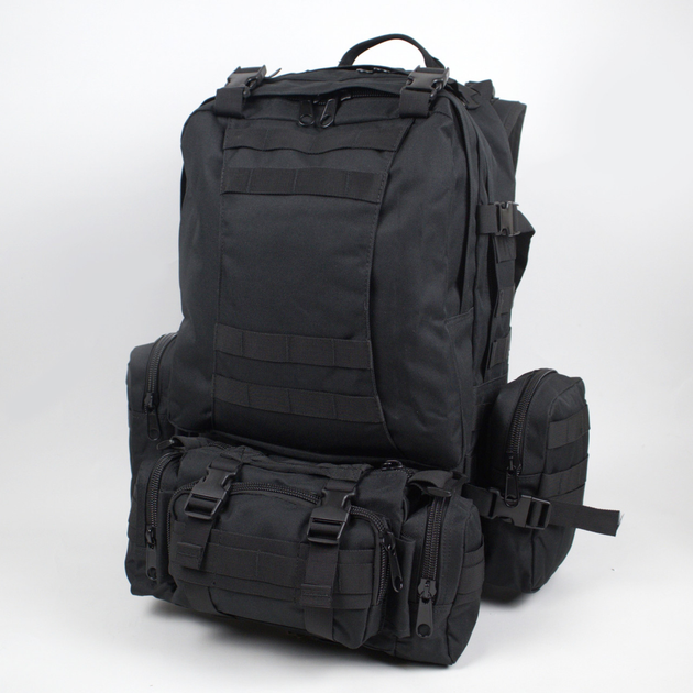 Рюкзак тактический Kurok 55 литров и 3 подсумка на Molle Черный - изображение 1