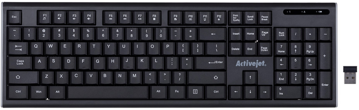 Klawiatura bezprzewodowa Activejet K-3903SW USB/bezprzewodowa Czarna - obraz 1
