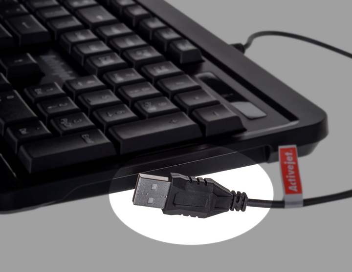 Klawiatura przewodowa Activejet K-3807S USB Czarna - obraz 6