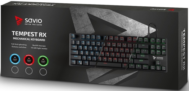 Klawiatura przewodowa Savio Tempest RX USB Czarna (SAVGK-TEMPEST BROWN) - obraz 4