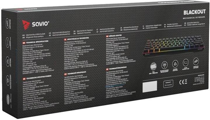Клавіатура дротова Savio Blackout Outemu Red USB Black (BLACKOUT RED) - зображення 7