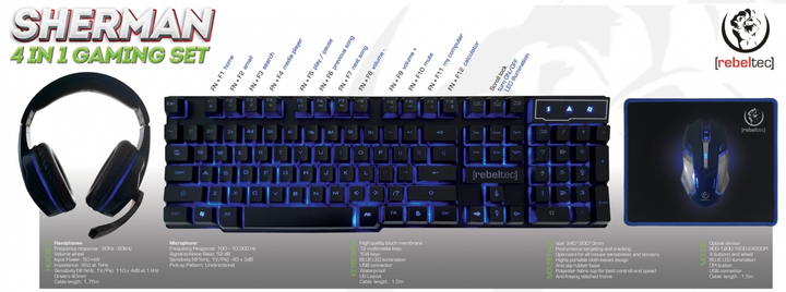 Комплект дротовий Rebeltec Sherman USB Black (RBLKLA00035) - зображення 7