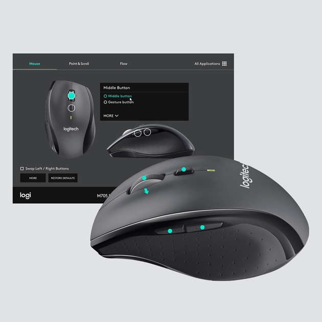 Mysz Logitech M705 Marathon Wireless Anthracite (910-006034) - obraz 4