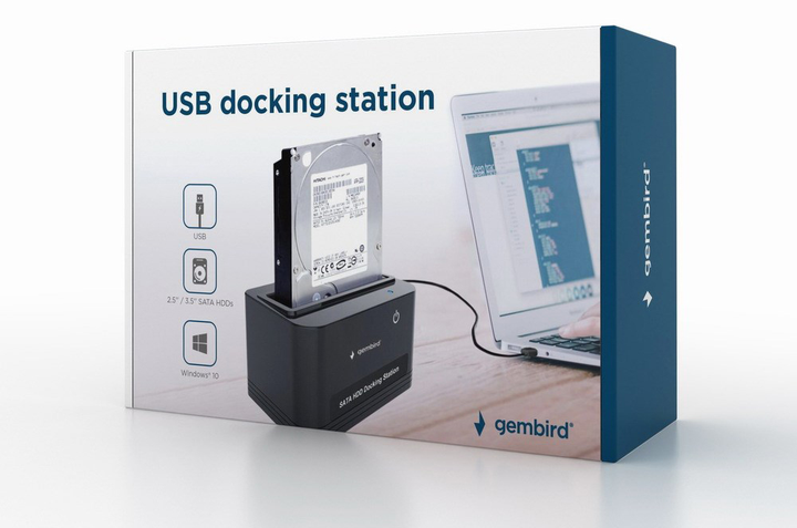 Док-станція Gembird HD32-U2S-5 для 2.5"/3.5" hard drives USB 2.0 Type-A Black (HD32-U2S-5) - зображення 4