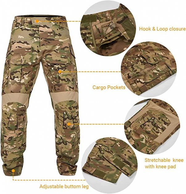 Тактичні штани G3 COMBAT PANTS MULTICAM бойові армійські штани мультикам з наколінниками та спандекс вставками р.L - зображення 2