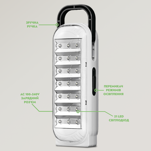 Акумуляторний LED світильник DP LED Light DP-713 аварійний ліхтар з акумулятором - зображення 3