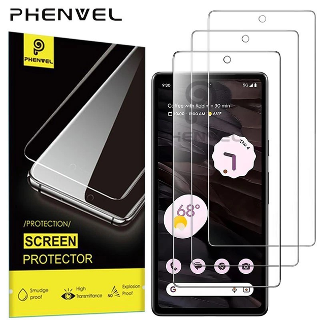 Защитное стекло PHENVEL 2.5D для Google Pixel 7a (Полностью прозрачное ...