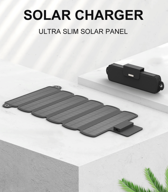 Солнечная панель складная портативная VHG ES-B01 6W 5V/1200mA Foldable Solar Panel Black - изображение 2