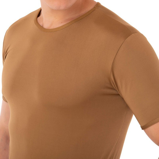 Летняя футболка мужская компрессионная тактическая Jian 9193 размер XL (50-52) Хаки (Бежевая) материал сoolmax - изображение 2