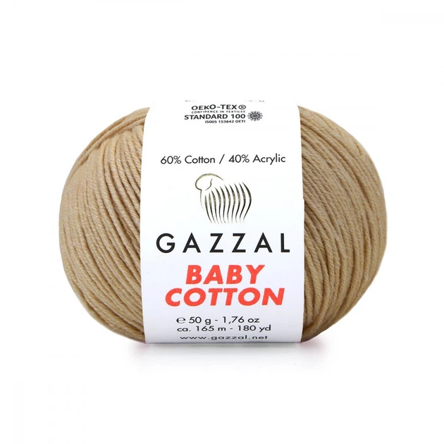 Пряжа Gazzal Baby Cotton 3424 Бежевый - Фото 1 Пряжа Gazzal Baby Cotton 3424 Бежевый - изображение 1