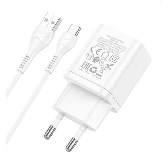 Зарядное устройство СЗУ с кабелем USB to Type-C Hoco N25 Maker (2 USB) white - изображение 2
