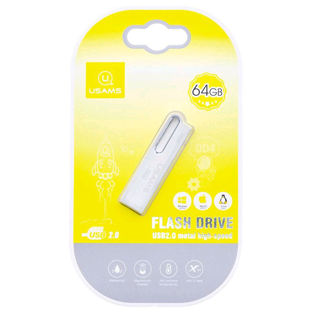 Флешка USAMS USB Flash Disk Aluminum Alloy High Speed 64GB US-ZB099 серебряная - изображение 2